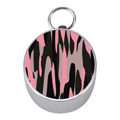 Pink And Black Camouflage Abstract 2 Mini Silver Compasses by TRENDYcouture