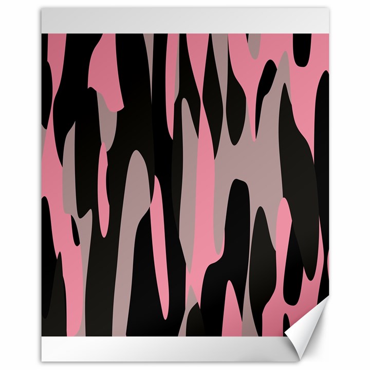 Pink and Black Camouflage 2 Canvas 11  x 14  