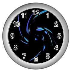 Blue Twist Wall Clocks (silver)  by Valentinaart