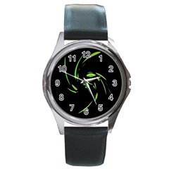 Green Twist Round Metal Watch by Valentinaart