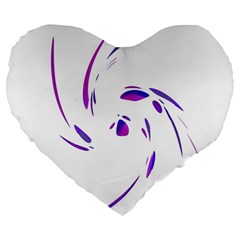 Purple Twist Large 19  Premium Flano Heart Shape Cushions by Valentinaart