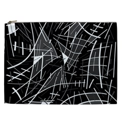 Gray Abstraction Cosmetic Bag (xxl)  by Valentinaart