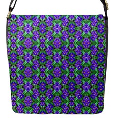 Pretty Purple Flowers Pattern Flap Messenger Bag (s) by BrightVibesDesign