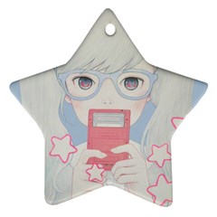 Gamegirl Girl Play With Star Star Ornament (two Sides) 