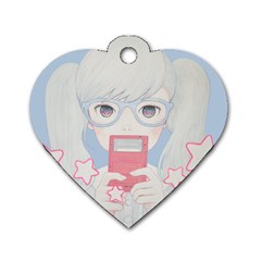 Gamegirl Girl Play With Star Dog Tag Heart (two Sides)