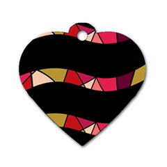 Abstract Waves Dog Tag Heart (one Side) by Valentinaart