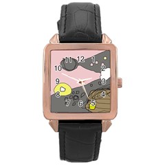 Decorative Abstraction Rose Gold Leather Watch  by Valentinaart