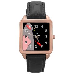 Crazy Abstraction Rose Gold Leather Watch  by Valentinaart