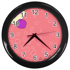 Pink Abstraction Wall Clocks (black)