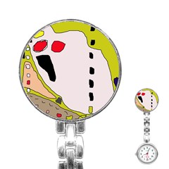 Yellow Abstraction Stainless Steel Nurses Watch by Valentinaart