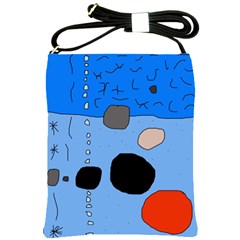 Blue Abstraction Shoulder Sling Bags by Valentinaart