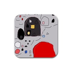 Playful Abstraction Rubber Square Coaster (4 Pack)  by Valentinaart