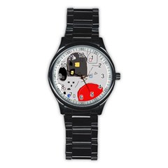 Playful Abstraction Stainless Steel Round Watch