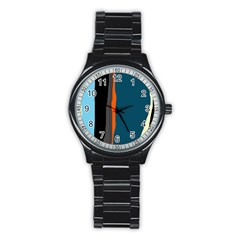 Colorful Lines  Stainless Steel Round Watch