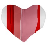 Red and pink lines Large 19  Premium Flano Heart Shape Cushions Front