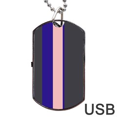 Purple, Pink And Gray Lines Dog Tag Usb Flash (two Sides)  by Valentinaart