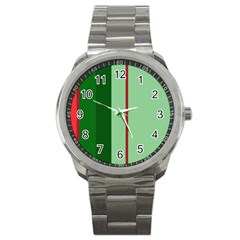 Green And Red Design Sport Metal Watch by Valentinaart