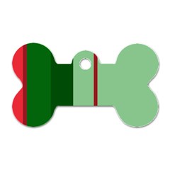 Green And Red Design Dog Tag Bone (one Side)