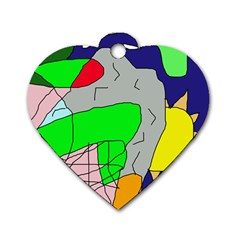 Crazy Abstraction Dog Tag Heart (one Side) by Valentinaart