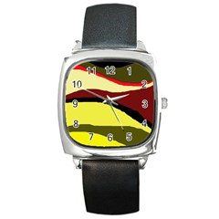 Decorative Abstract Design Square Metal Watch by Valentinaart