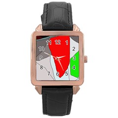 Colorful Abstraction Rose Gold Leather Watch  by Valentinaart