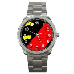 Red Abstraction Sport Metal Watch by Valentinaart