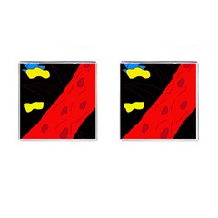 Red Abstraction Cufflinks (square) by Valentinaart