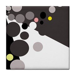 Gray, Yellow And Pink Dots Tile Coasters by Valentinaart