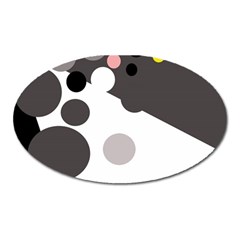 Gray, Yellow And Pink Dots Oval Magnet