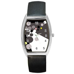 Gray, Yellow And Pink Dots Barrel Style Metal Watch by Valentinaart
