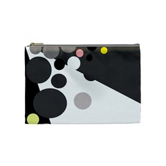 Gray, Yellow And Pink Dots Cosmetic Bag (medium)  by Valentinaart