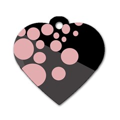 Pink Dots Dog Tag Heart (two Sides) by Valentinaart