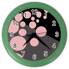 Pink Dots Color Wall Clocks by Valentinaart