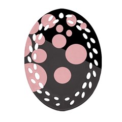 Pink Dots Oval Filigree Ornament (2-side)  by Valentinaart