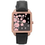 Pink dots Rose Gold Leather Watch  Front