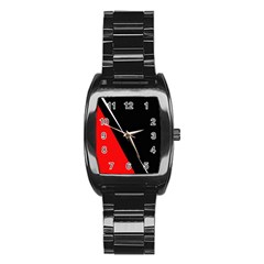 Black And Red Design Stainless Steel Barrel Watch by Valentinaart