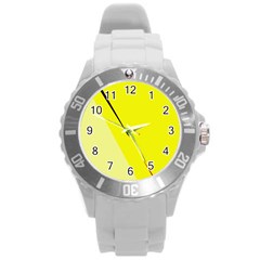 Yellow Design Round Plastic Sport Watch (l) by Valentinaart