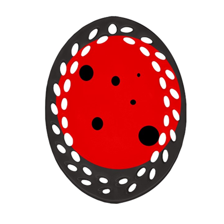 Red circle Oval Filigree Ornament (2-Side) 