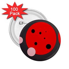 Red And Pink Dots 2 25  Buttons (100 Pack)  by Valentinaart