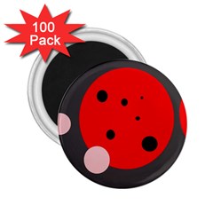 Red And Pink Dots 2 25  Magnets (100 Pack)  by Valentinaart