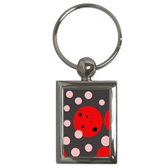 Red And Pink Dots Key Chains (rectangle)  by Valentinaart