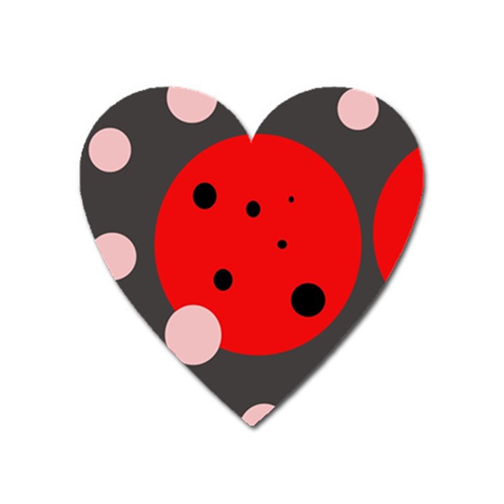 Red and pink dots Heart Magnet