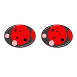 Red and pink dots Cufflinks (Oval) Front(Pair)