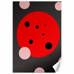 Red And Pink Dots Canvas 12  X 18   by Valentinaart