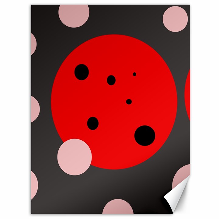 Red and pink dots Canvas 36  x 48  