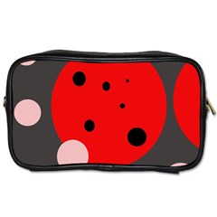 Red And Pink Dots Toiletries Bags 2-side by Valentinaart