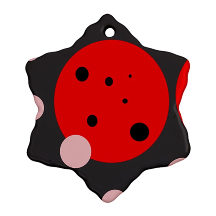 Red and pink dots Snowflake Ornament (2-Side)