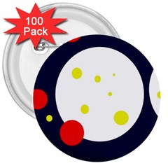 Abstract Moon 3  Buttons (100 Pack) 