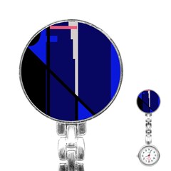 Blue Abstraction Stainless Steel Nurses Watch by Valentinaart