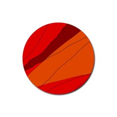 Red And Orange Decorative Abstraction Rubber Round Coaster (4 Pack) 
